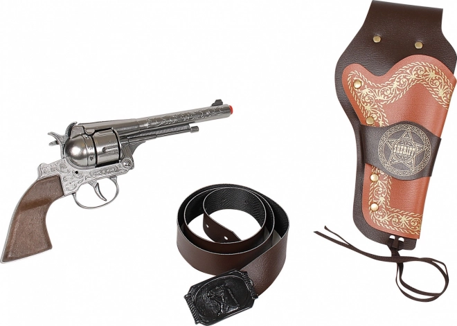 Cowboy lege sæt med revolver og sherifstjerne