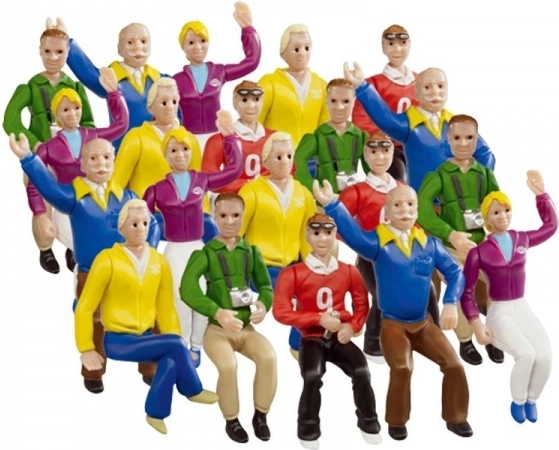 Fanfigurer til hovedtribunen 1:32 – sæt med 20 siddende figurer