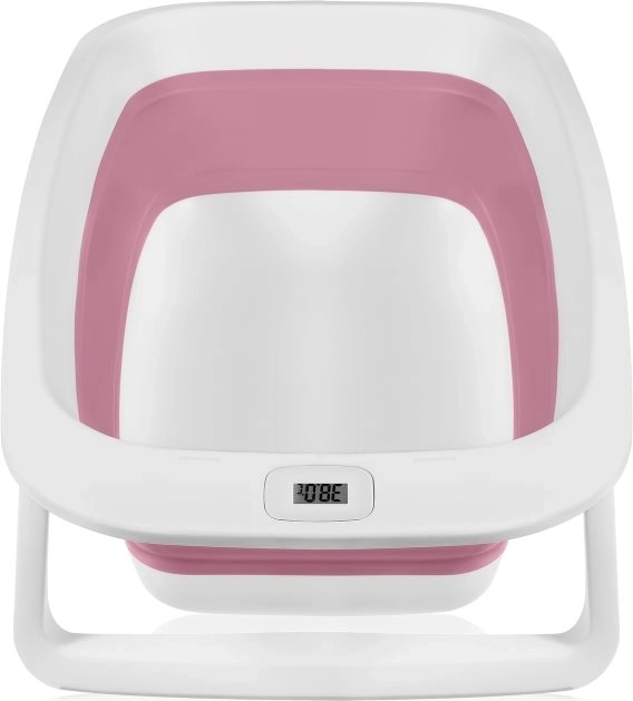 Lionelo Foldbar badekar med termometer og liggestol Pink Magnolia