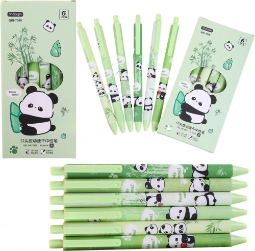 Sæt gelpenne Panda Bambus 6 stk.