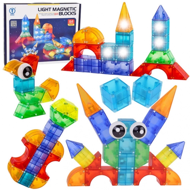 3D magnetiske blokke Lysende magnetiske blokke 64 stk ZA5240