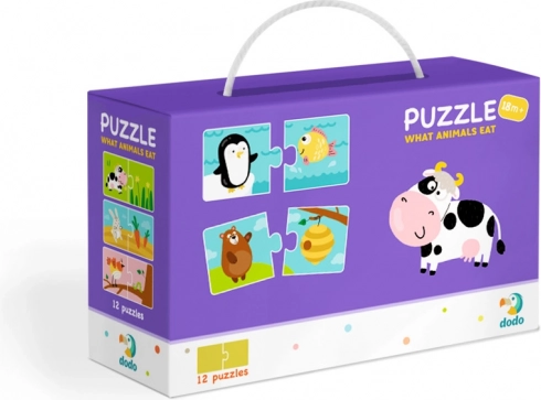 DODO puslespil Hvad spiser dyrene? 12×2 brikker