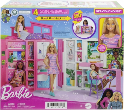 Barbie hyggeligt sammenklappeligt hus med dukke