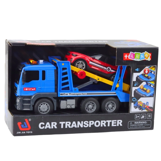 Bugserings-autotransporter med personbil med lys og lyde TOYSTAR