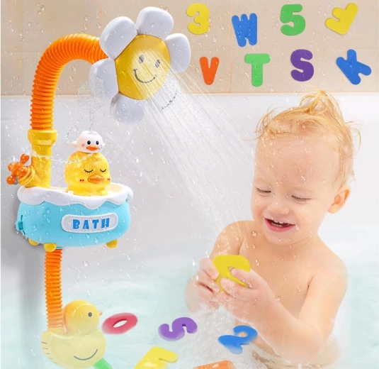 Blid vandstråle fra et smilende blomsterhoved