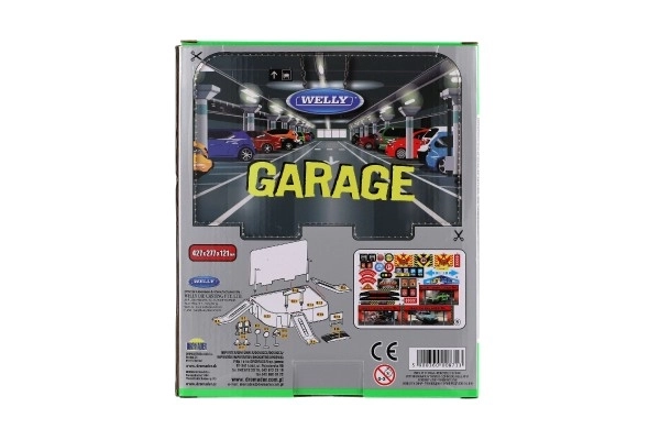 Welly Garage + bil Welly Porsche metal/plastik i kasse 21x25x5,5cm