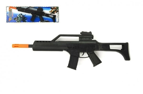 Pistol/Maskinpistol glitrende plast 53cm med svinghjul på kort