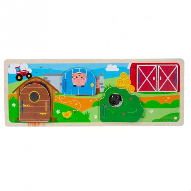 Sensorisk træpuslespil gård BIGJIGS TOYS