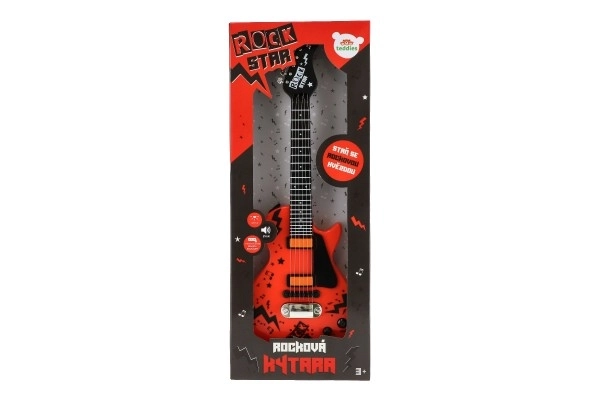 Elektrisk Guitar ROCK STAR plast 58cm med batterier, lyd og lys i boks 24x62x5,5cm