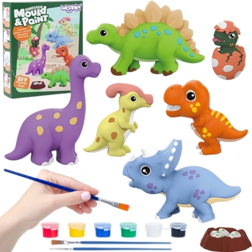 Woopie kreativt DIY-sæt med farver – gipsafstøbninger af dinosaurer til at male