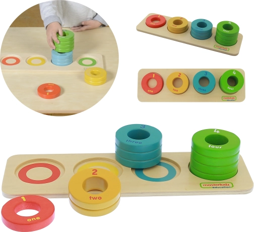 Masterkidz træsorter med farvede ringe Montessori