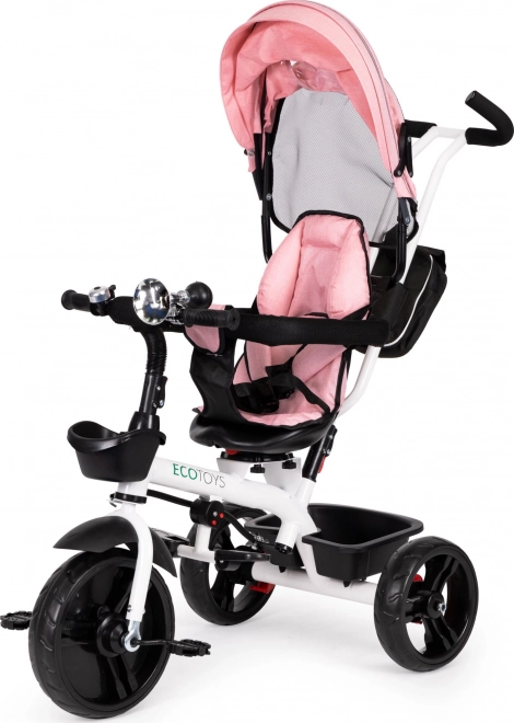 ECOTOYS Trehjulet cykel, Sportsbarnevogn - lyserød