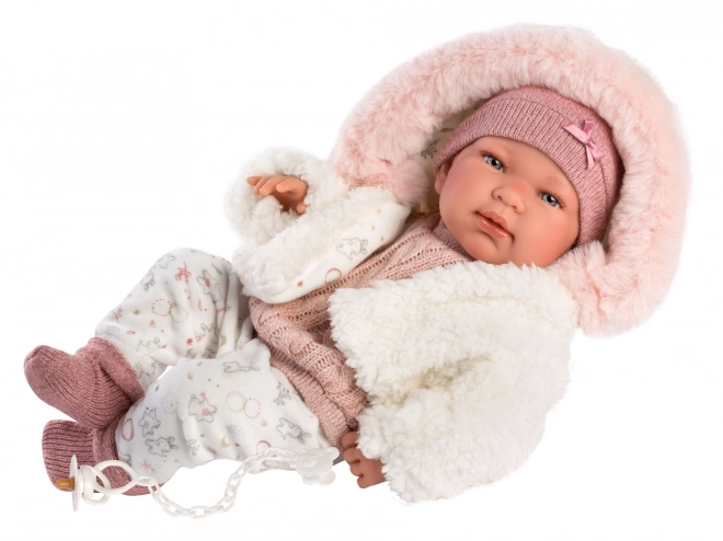 Realistisk babydukke med lyde og blødt krop 44 cm