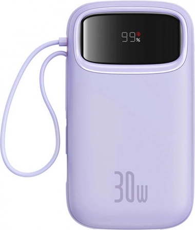 Powerbank BASEUS QPow 2 20000 mAh 30 W med 2× USB‑C (lilla)