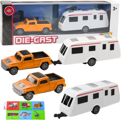Sæt med Terrængående Bil og Campingvogn - Orange
