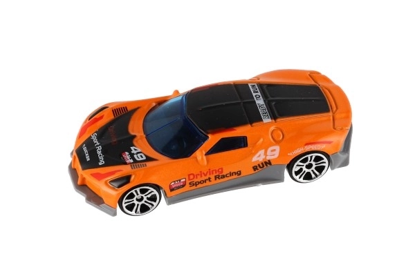 Bil sport 6 stk metal/plast 8cm med fri bevægelse i æske 10,5x27,5x4cm