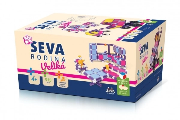Byggesæt SEVA FAMILIE Stor plastik 915 stk i kasse 27x38x18cm