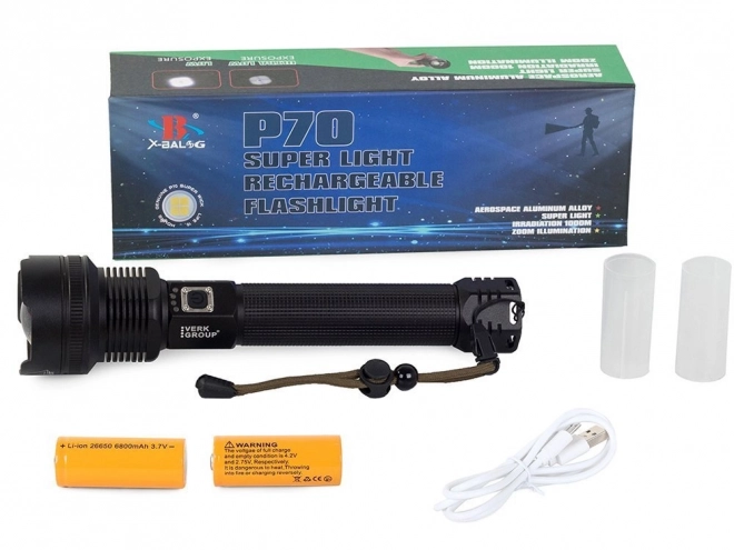 Militær taktisk lommelygte med LED Cree XHP70 og zoom fra Bailong