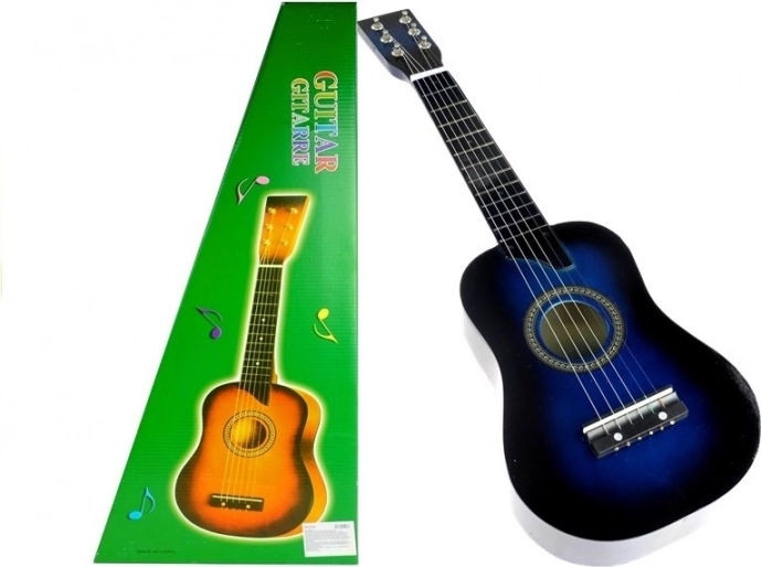Klassisk træ-guitar med plekter, blå, 60 cm