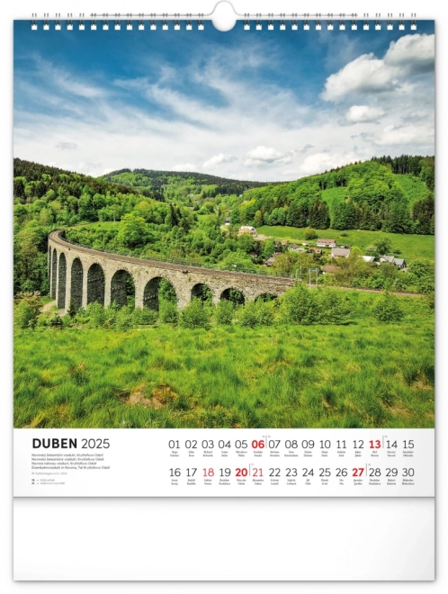 NOTIQUE Vægkalender Rejser gennem det tjekkiske landskab 2025, 30 x 34 cm
