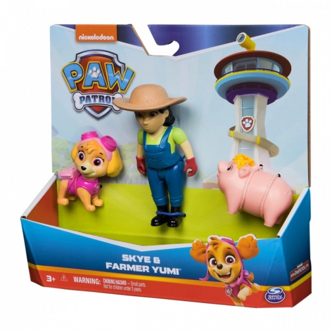 Sæt med figurer fra Paw Patrol Skye og landmand Yumi