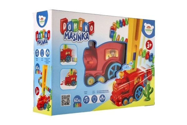 Lokomotiv/Tog domino stilleset plast 16cm med batteri med lyd og lys i kassen 33x23,5x8cm