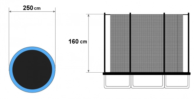 Sikkerhedsnet indvendigt trampolin 250cm 8ft/6