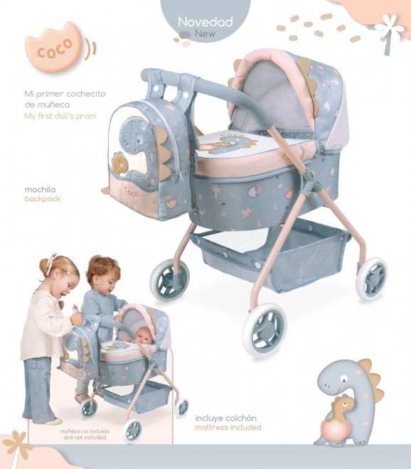 DeCuevas 86080 Min første dukkevogn med rygsæk COCO 2024 - 56 cm