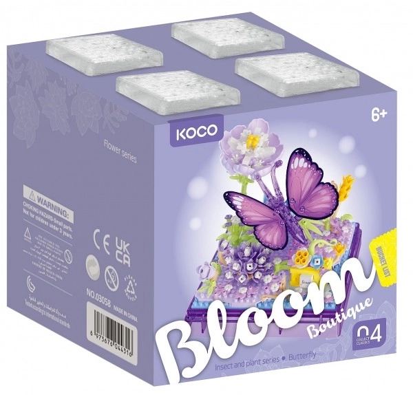 Byggesæt mini KOCO Sommerfugl plastik 471 stk i æske 11x12x11cm