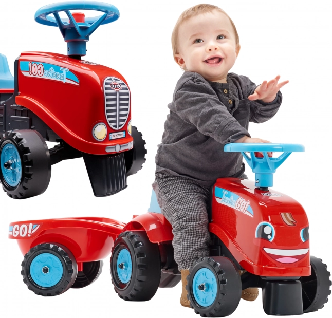 FALK gå-traktor GO med aftagelig trailer, rød
