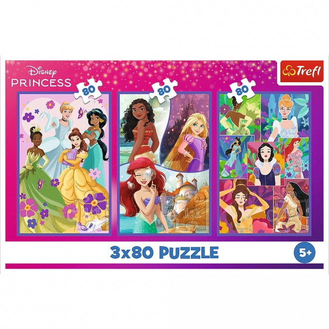 Puslespil 3x80 Disney Prinsesser Venner Trefl