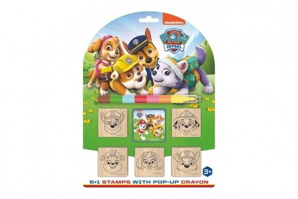 Sæt af træstempler Paw Patrol 5+1 med pude og voksfarve