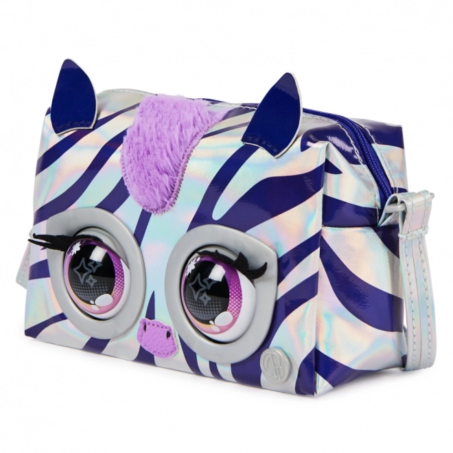 Metallisk interaktiv håndtaske Purse Pets zebra