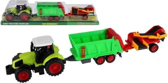 Traktor med trailer og bælte plast, 56cm, svævehjul