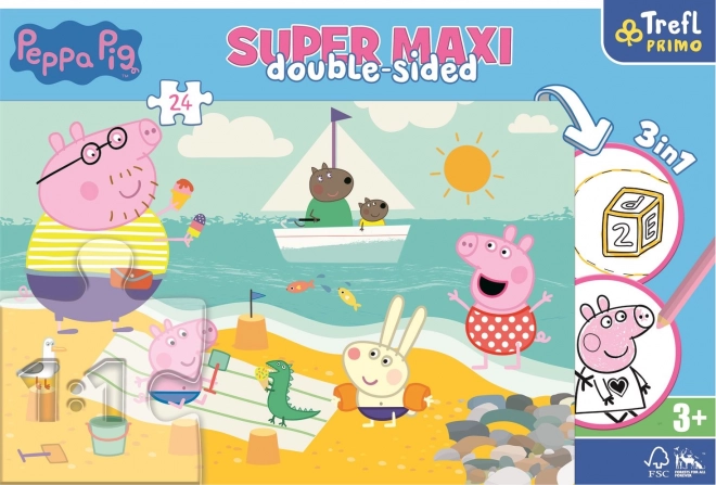 Dobbelt-sidet puslespil Peppa Pig SUPER MAXI 24 brikker
