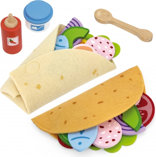 VIGA sæt til taco og burrito – træ- og filtmad, 27 dele