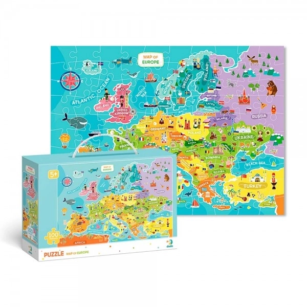 Puslespil Europakort - 100 brikker