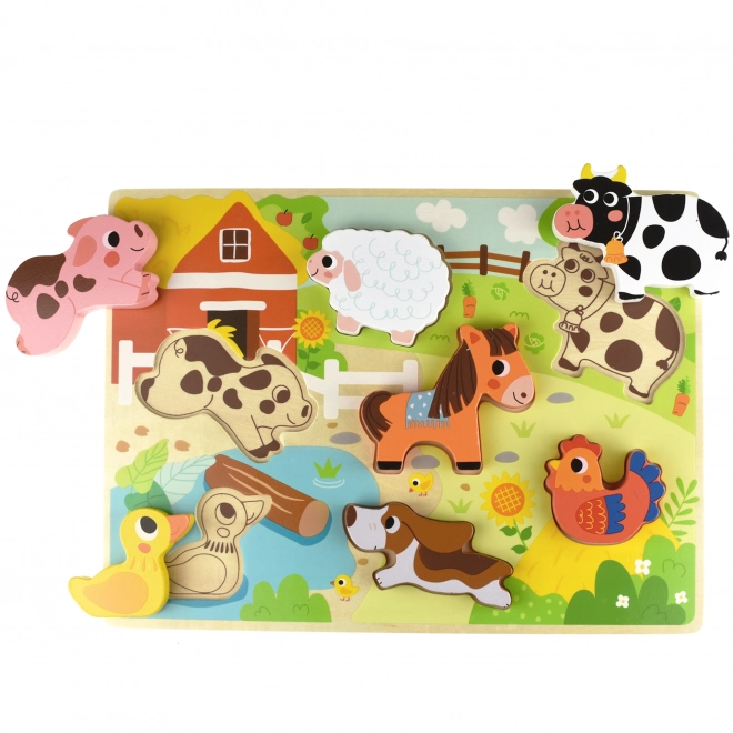 Træ-Montessori indsætningspuslespil bondegård TOOKY TOY