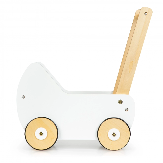 ECOTOYS Trævogn til dukker hvid
