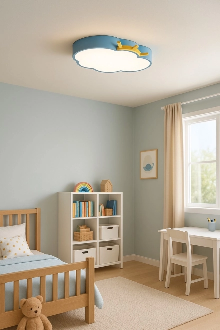 Børneværelse lofts LED lampe Chmurka med fjernbetjening blå