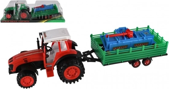 Traktor med trailer og fræser plast 52 cm med friløbstræk