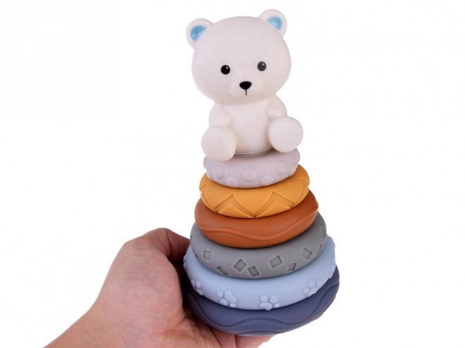 Bløde gummi sensoriske blokke pyramide puslespil med bamse ZA4819