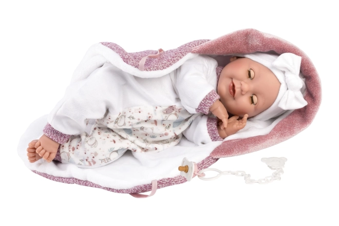 Llorens 74040 NYFØDT - blinkende realistisk dukke baby med lyde og blødt stofkrop - 42 cm
