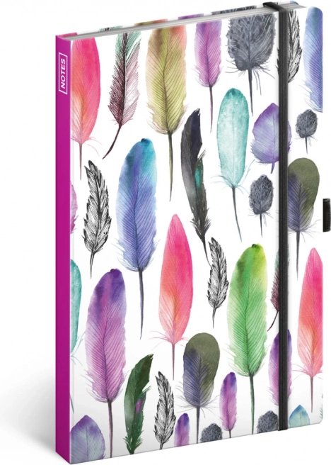 Linjebog med fjer-motiv 13 × 21 cm – Presco Group