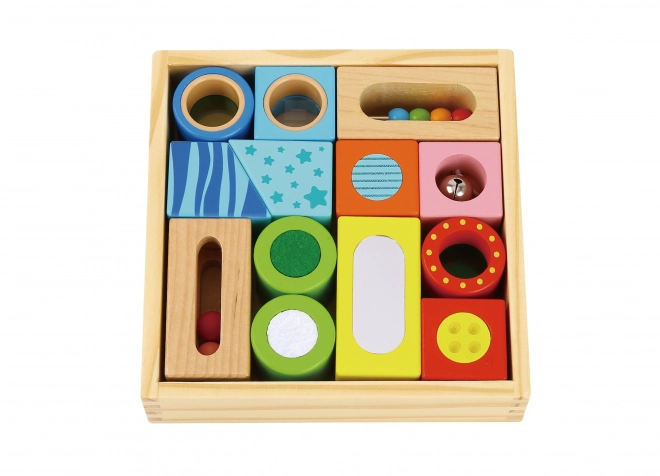 Tooky Toy træ multifunktionelle sensoriske klodser