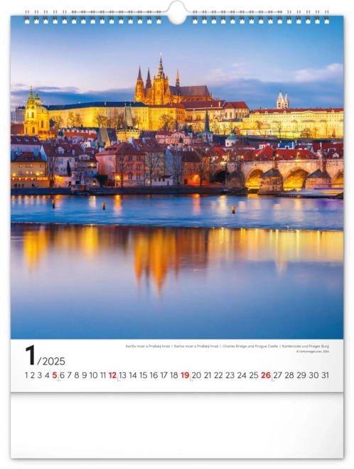 Vægkalender Prag 2025, 30 × 34 cm