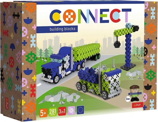 Byggesæt Klocki Connect 3-i-1 – lastbil og byggezone L