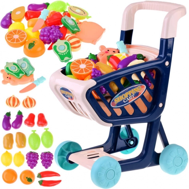 Indkøbsvogn + grøntsager frugt til at skære Shop fun 36 ele ZA4791