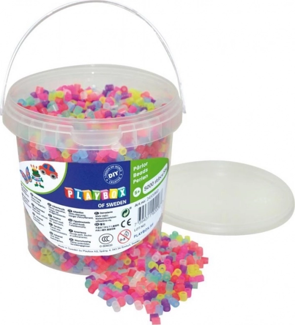 PLAYBOX Strygeperler i spand - med glitter 5000 stk