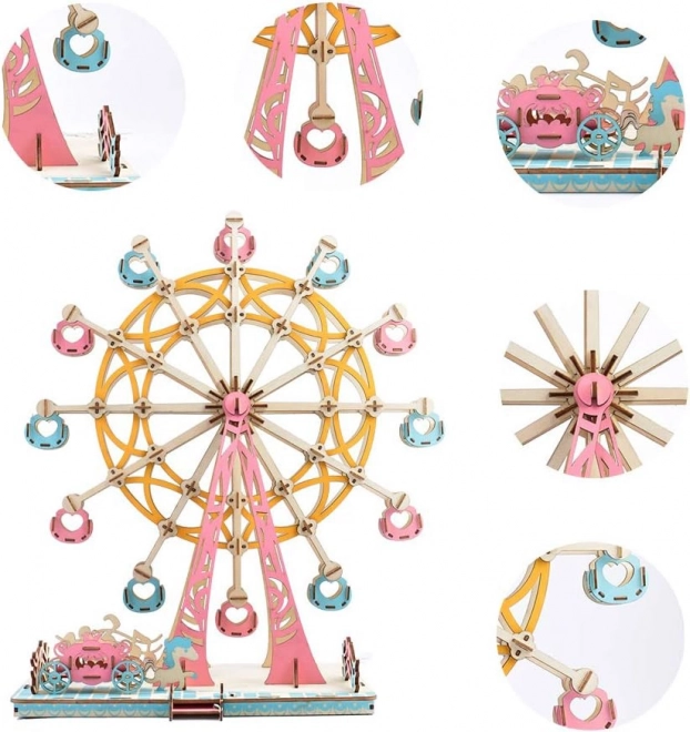 Woodcraft Træ 3D puslespil Pariserhjul pastel
